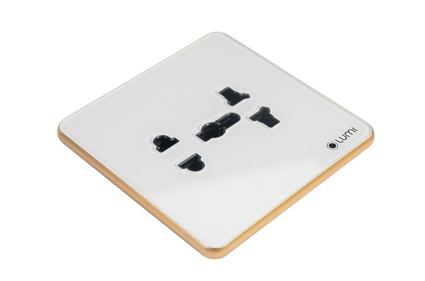 Ổ cắm Luso vuông viền bo vàng