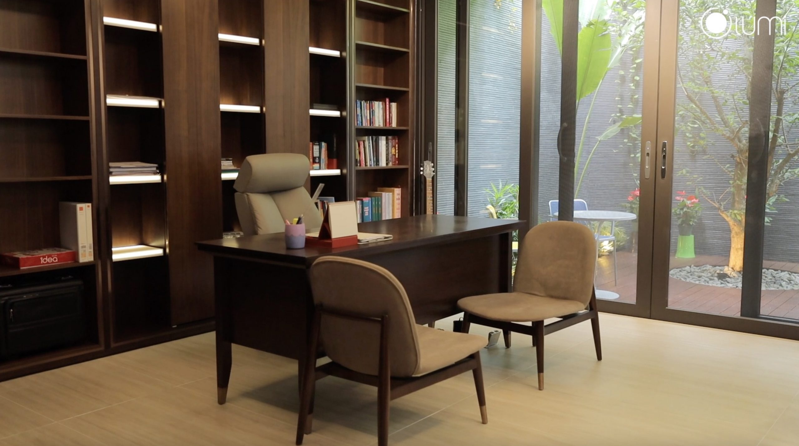 Góc làm việc đầy sáng tạo với không gian giao hoà với thiên nhiên cùng giải pháp chiếu sáng thông minh Lumi