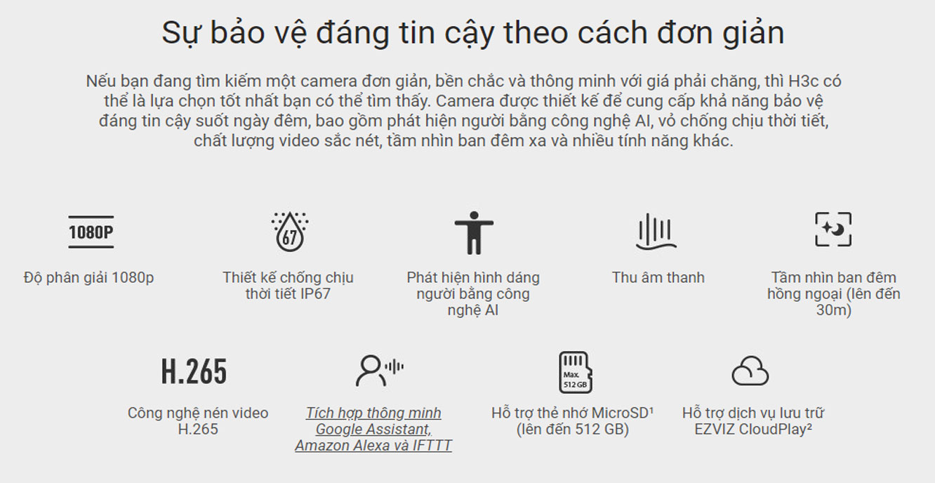 Camera ngoài trời IP wifi quay quét EZVIZ CS-H3C R100-1K2WF (2MP)